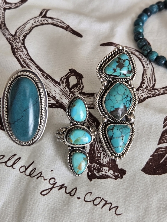 Spell Jewelry - Turquoise 3 Stone SS Ring SZ 8